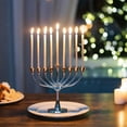thumbnail image 1 of Sziqiqi 9 Branch Silver Hanukkah Menorah: Elegant Tree of Life Design Judaica Gift for Jewish Holiday Traditional Candle Holder for Hanukkah Decor Cone-Shaped for Secure Holiday Lighting Ceremony, 1 of 9