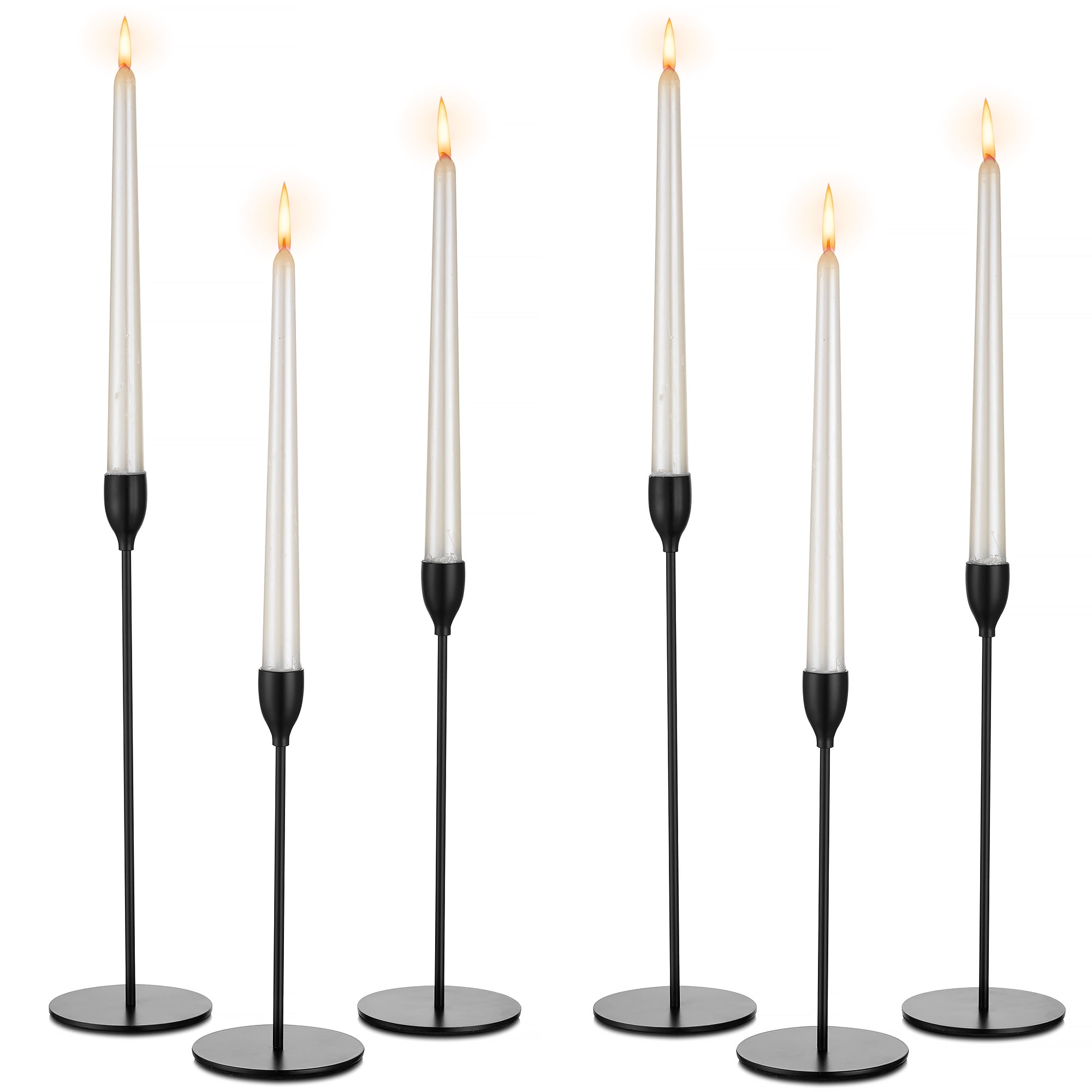 Sziqiqi Black Candle Holder Tall Candlesticks for Table Centerpieces Chrismas Decoration Taper Candles Modern Decor Set of 6