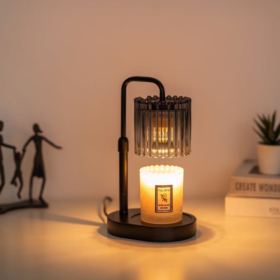 Sziqiqi Black Candle Warmers with Timer: Height-Adjustable Wax Melting Lamp 4-Level Dimmer & 2 Included Bulbs Flameless Home Decor Gift for Her