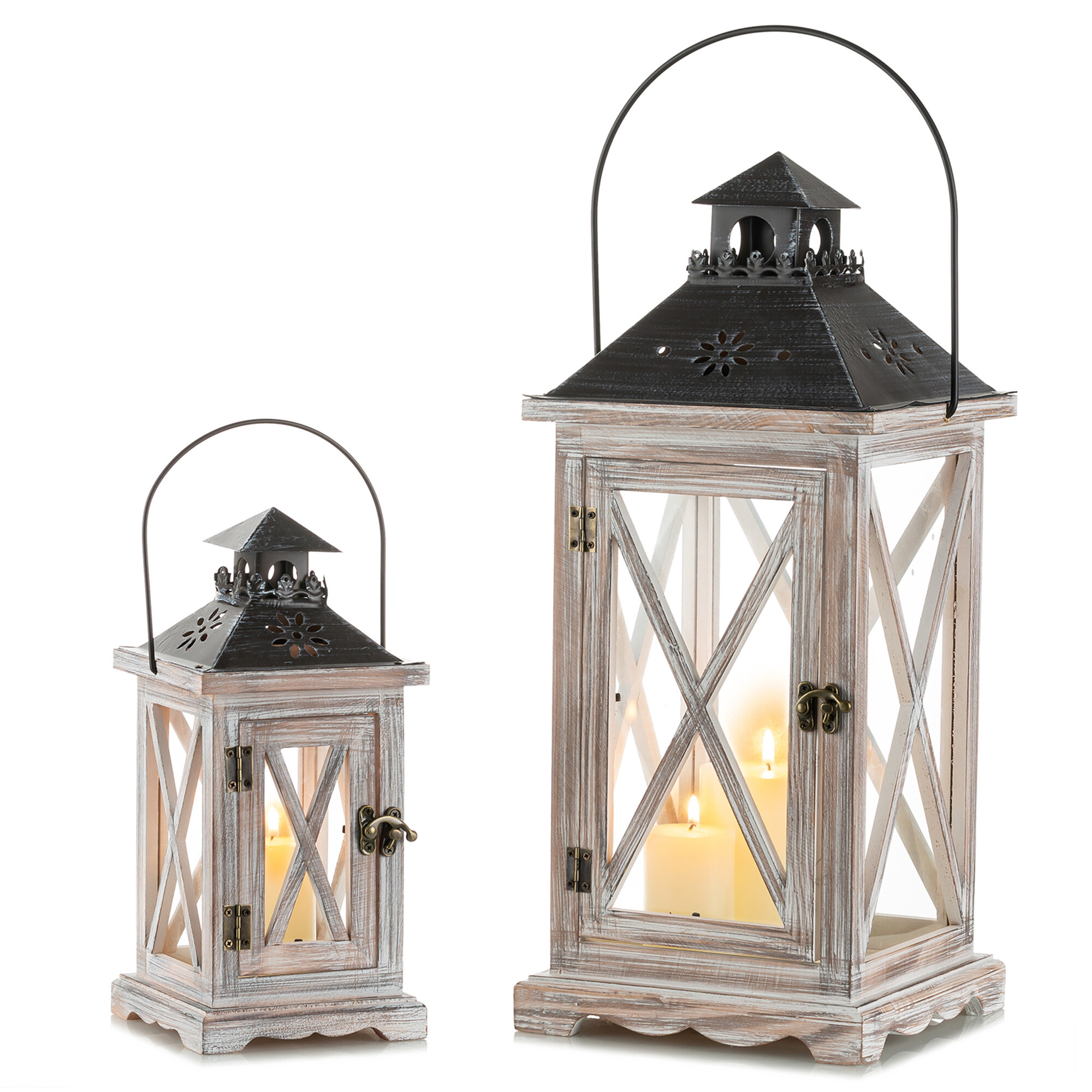 White with Print Ceramic Lantern