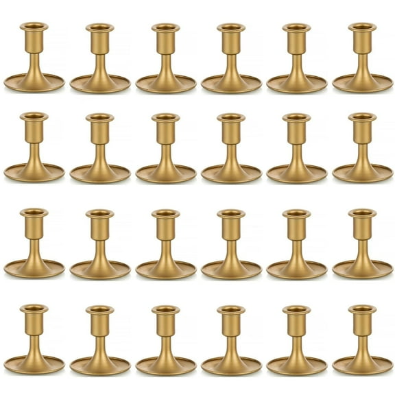 Sziqiqi Set of 24 Candlestick Holders Taper Candle Holders: Gold Candle Stick Candle Holder for Table Centerpiece Wedding Reception  Festive Christmas Mantel Decoration or Home Decor