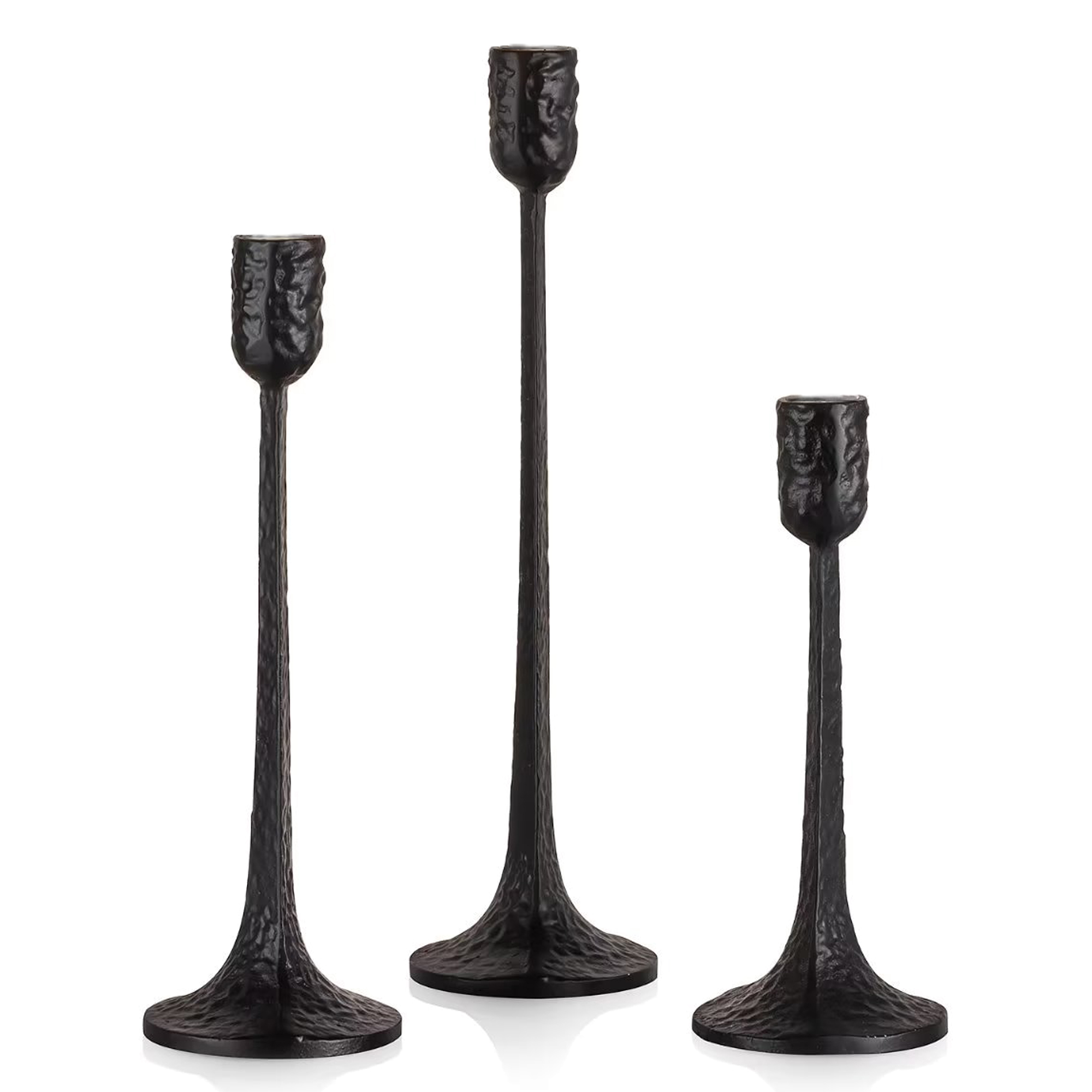 Koyal Wholesale Gold Modern Taper Candle Holders, Set of 3