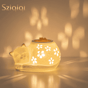 Sziqiqi Cat Wax Warmer for Home Cute Electric Wax Melt Burner with 2 Bulbs, Ceramic Wax Melter for Scented Wax Cubes, Perfect Mother s Day, Birthday Gift for Women, Mom, and Home Decor