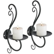 Sziqiqi Chrismas Decor Table Centerpieces Wall Candle Holder Black Iron Candle Sconces for Home Living Room Dinning Room Decor Set of 2