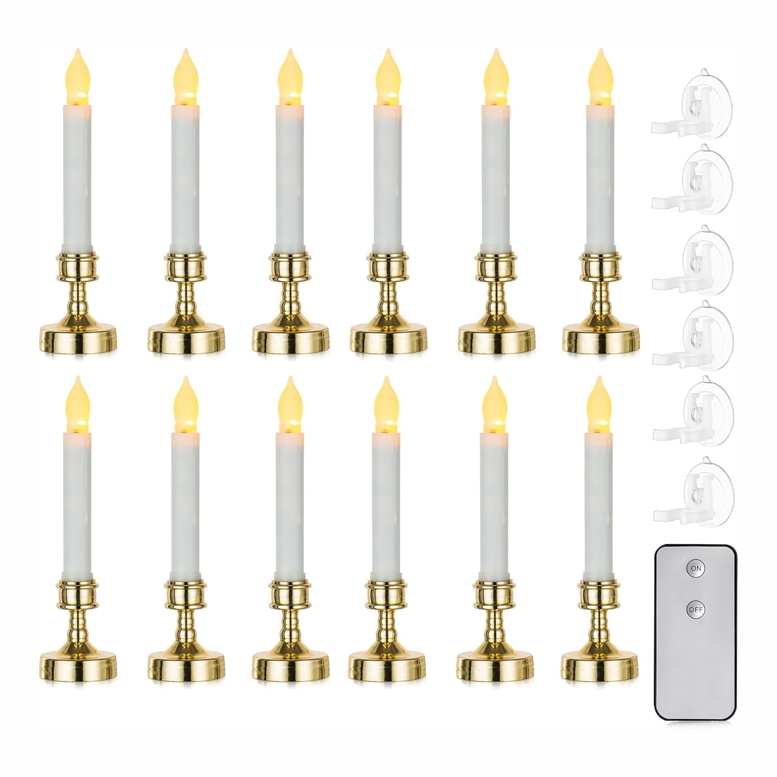 Sziqiqi Christmas Window Candles LED Battery Operated Set of 12 Remote
