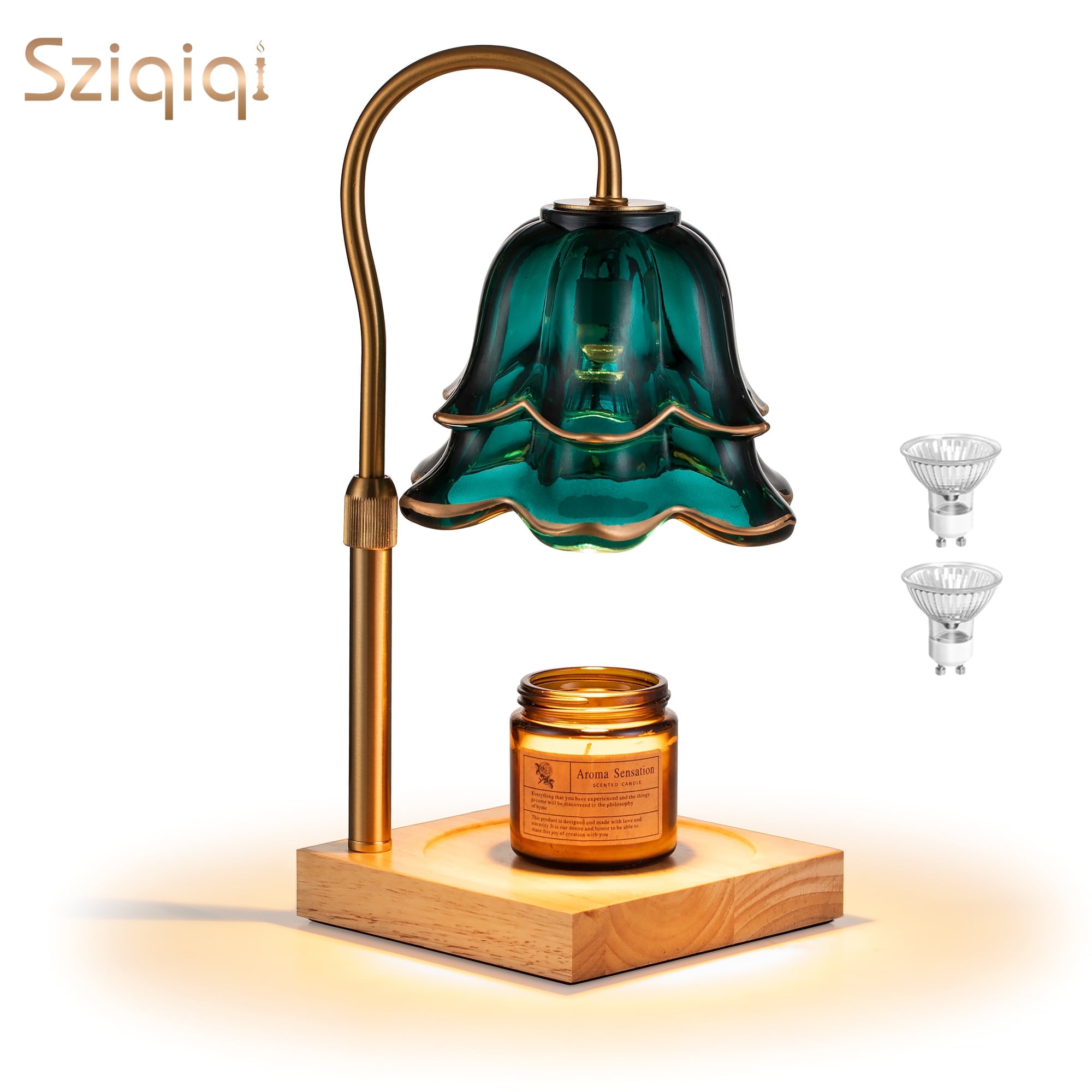 Sziqiqi Dark Green Candle Warmer: Energy-Saving Wax Melter with Timer, Adjustable Brightness, Long-Lasting Scent, Perfect Gift for Mom, Women, Christmas Decor