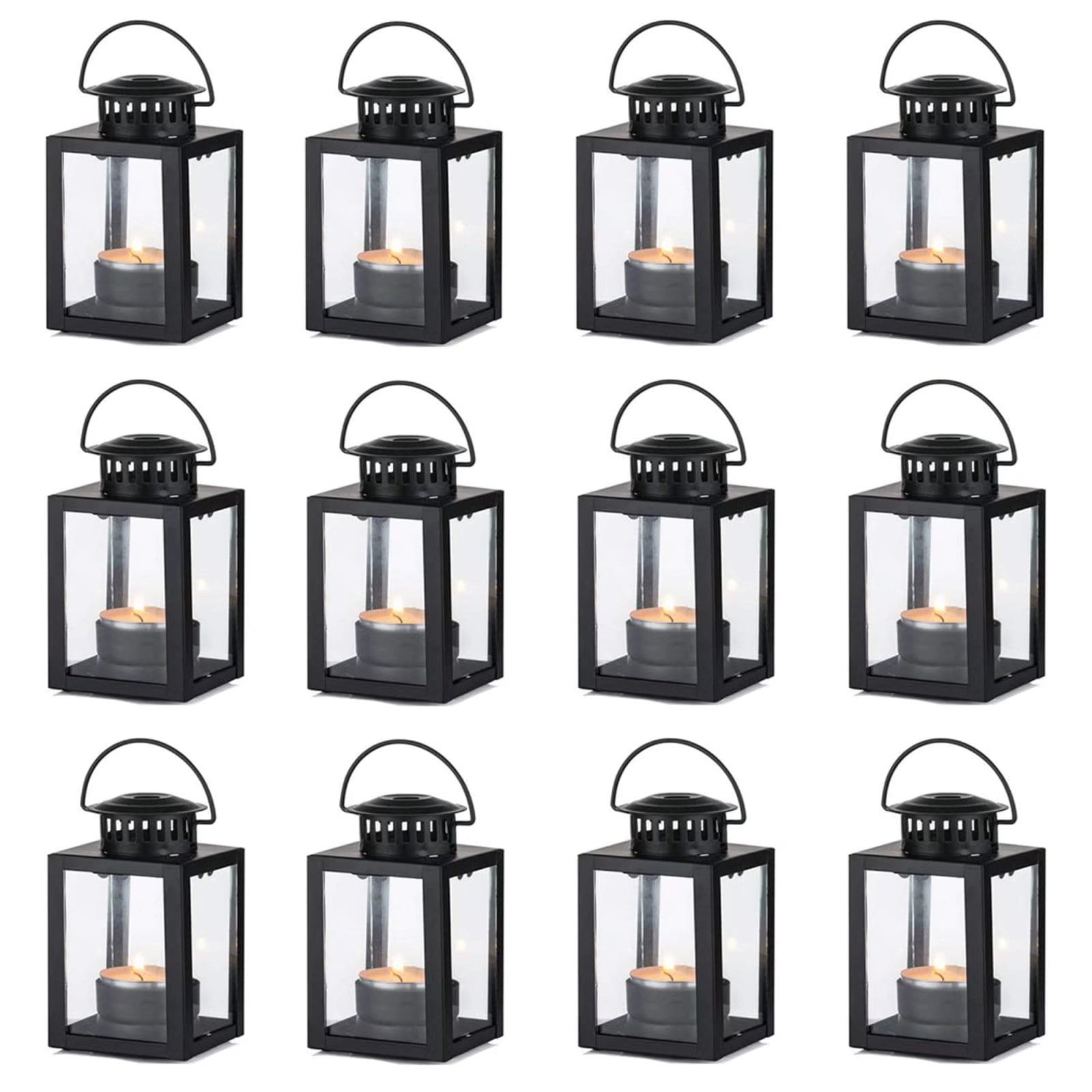 Sziqiqi Mini Black Lantern Centerpieces, Tealight Candle Holders