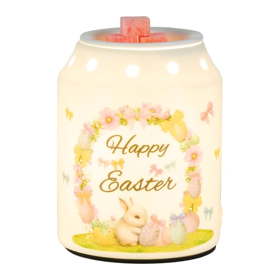 Sziqiqi Easter Wax Warmer with Bunny Design: Ceramic Electric Wax Melter with 2 Bulbs Flameless Scented Wax Burner for Home Decor Gift