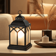 Sziqiqi Electric Wax Warmer with Timer 2/4/8H Auto Shut-Off Adjustable Bulb Brightness Black Lantern Style for Scented Wax Melts Rust-Resistant Iron Decor for Home