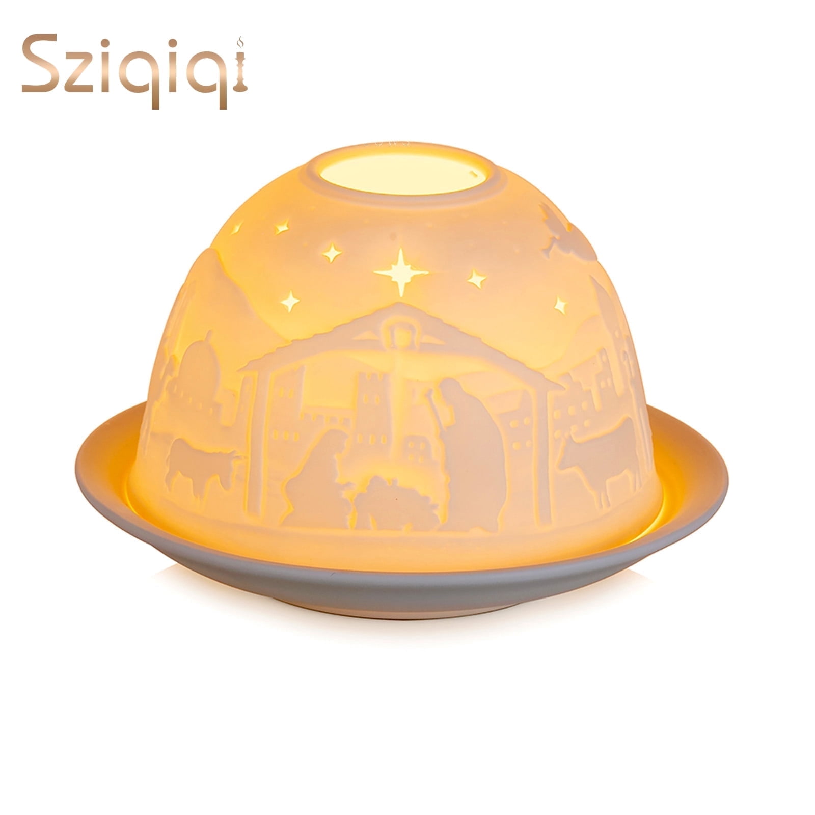 Sziqiqi Elegant Nativity Table Centrepiece Decorations: Tealight Holder Timeless Nativity Decoration Candle Holder Porcelain Nativity Holiday Gift for Dining Table Family & Friends