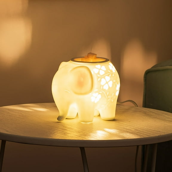 Sziqiqi Elephant Wax Warmer: Cute Ceramic Wax Melter with Heart Cutouts Flameless Scent Warmer for Home Decor Ideal Gift for Women Fragrance Mothers Day