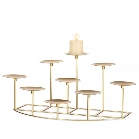 Sziqiqi Fireplace Decor 9 Candelabras for Inside Fireplace Gold Iron Pillar Candle Holders for Table Centerpiece