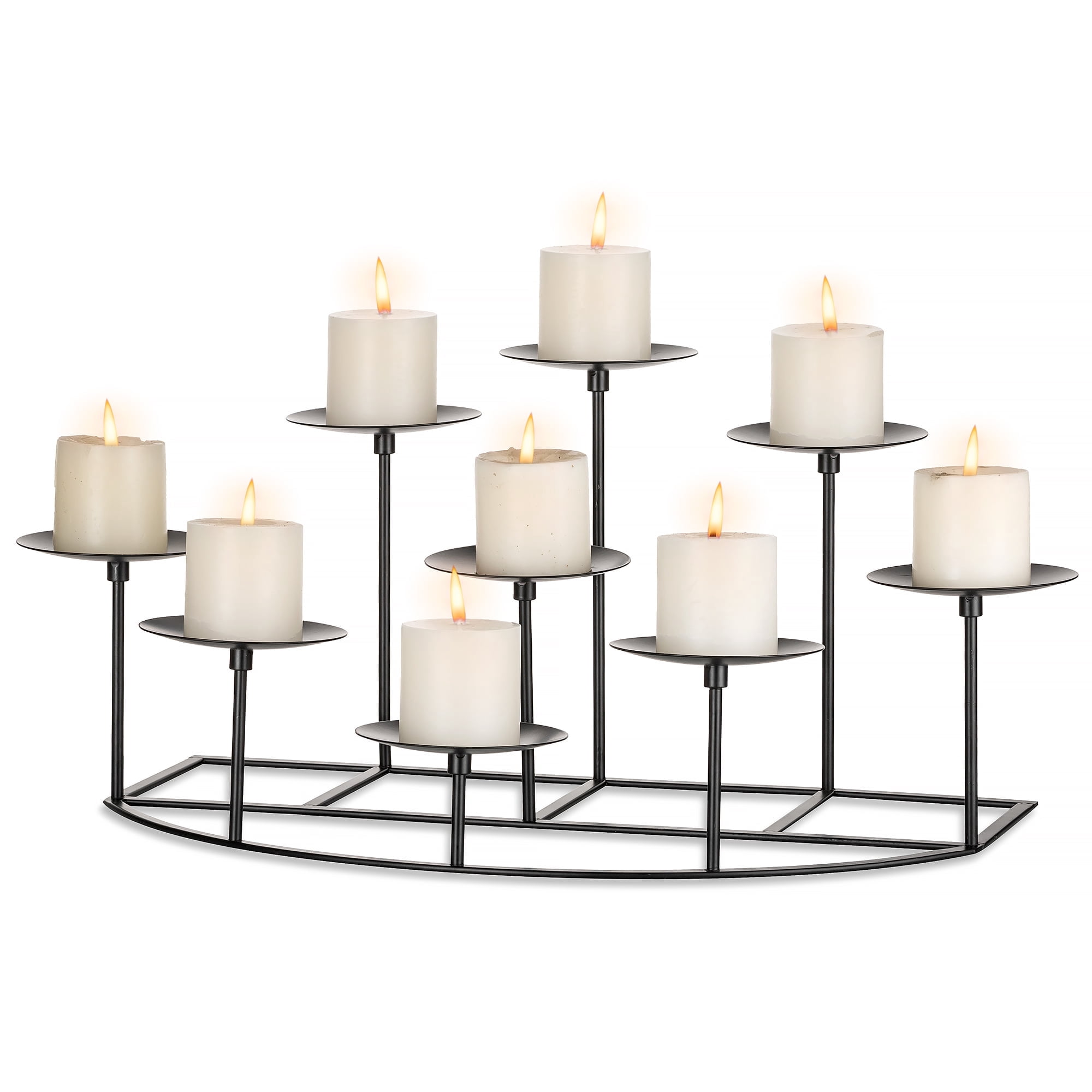 Sziqiqi Fireplace Decor 9 Candelabras for Inside Fireplace Mantle Black Iron Pillar Candle Holders for Table Centerpiece