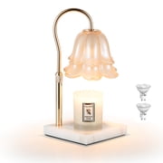 Sziqiqi Floral Candle Warming Lamp with Timer Apricot Shade Marble Base Elegant Height Adjustable Wax Warmer for Home Decor Mothers Day Birthday Gift for Women