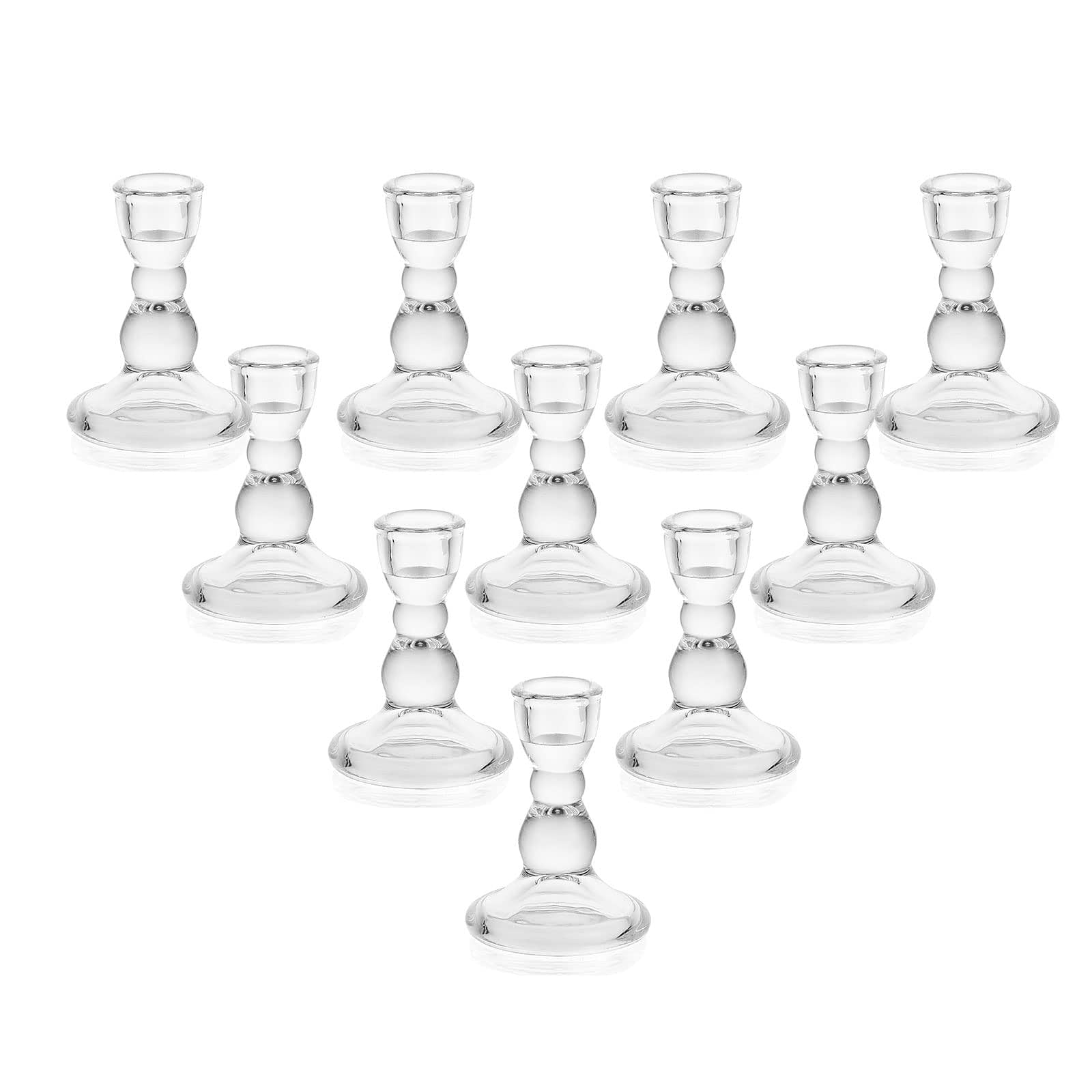 Sziqiqi Glass Candlestick Holder for Taper 10pcs Clear Tapered Candle