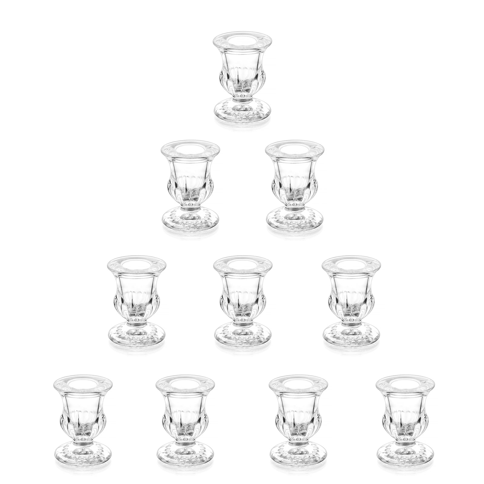 Sziqiqi Glass Taper Candle Holders Set of 10 Clear Small Candlestick