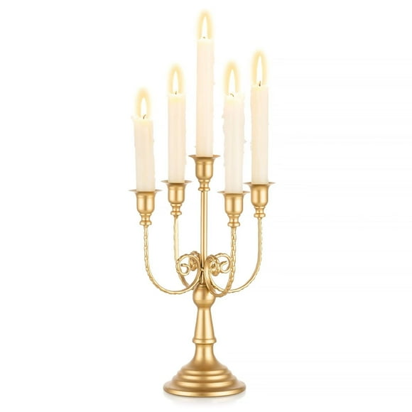 Sziqiqi Gold Candelabras 5 Arms Candle Holders for Table Centerpiece