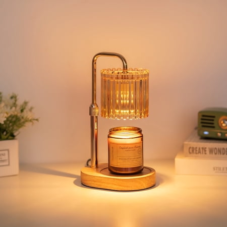 Sziqiqi Gold Candle Warmers with Timer: Height-Adjustable Wax Melting Lamp 4-Level Dimmer & 2 Included Bulbs Flameless Home Decor Gift for Her