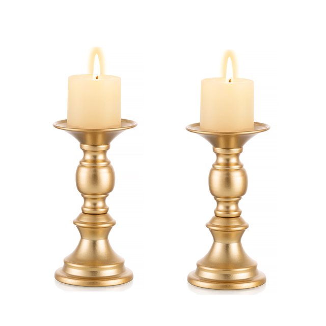 Sziqiqi Gold Pillar Candle Holder for Wedding Centerpiece Small Candle