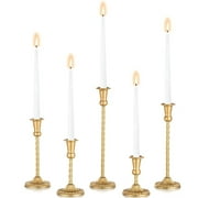 Sziqiqi Gold Taper Candle Holder Metal Candlestick Holders for Centerpiece Set of 5