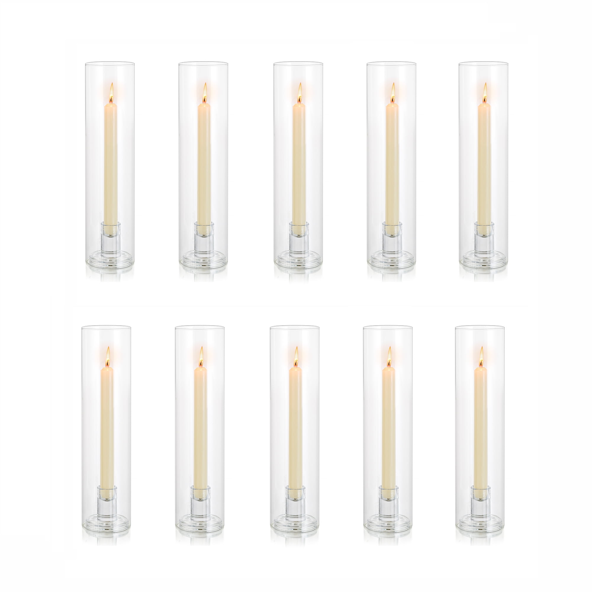 Sziqiqi Hurricane Taper Candle Holder - 10 Pcs Glass Candle Holders