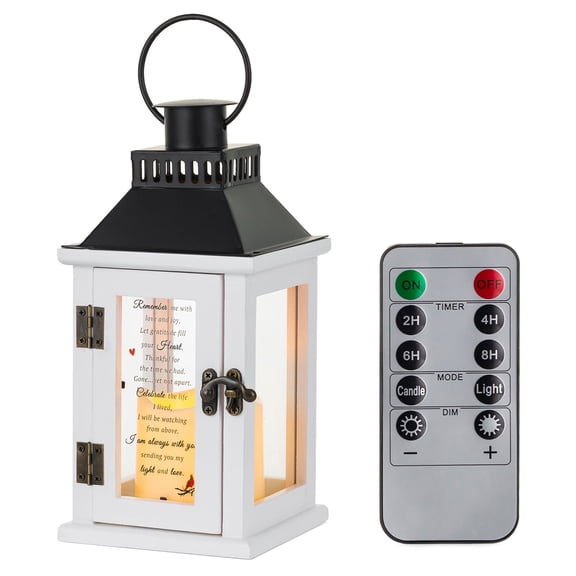 Sziqiqi Memorial Lantern with Engraved Message: Remote Control LED Candle Light for Sympathy Gifts in Memory of Loved Ones