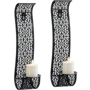 Sziqiqi Metal Wall Candle Holders Decorative Sconces Set of 2 Black Candle Sconces Style Wall Decor for Home Living Room Dinning Room Office
