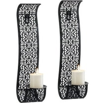 Sziqiqi Metal Wall Candle Holders Decorative Sconces Set of 2 Black Candle Sconces Style Wall Decor for Home Living Room Dinning Room Office