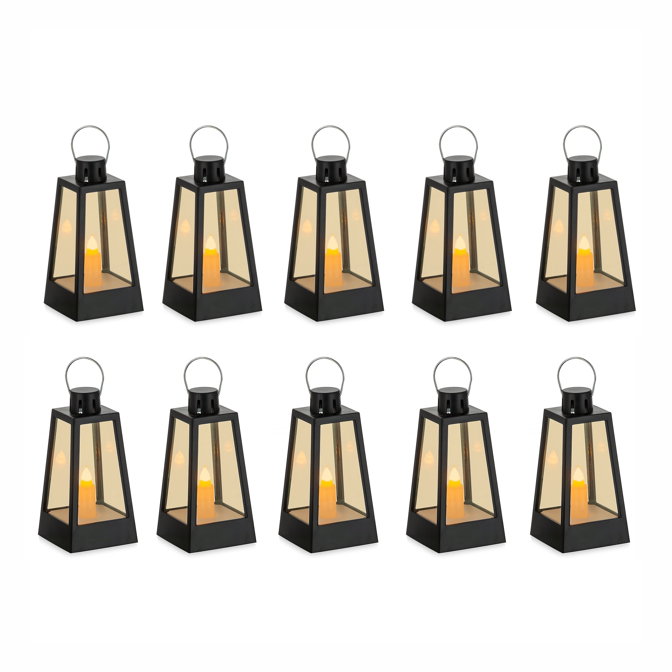 Sziqiqi Mini Lantern with LED Candles Vintage Style Decorative Lantern ...