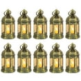 thumbnail image 1 of Sziqiqi Mini Lanterns Decorative for Centerpiece: 10pcs Gold Hanging Small Lanterns Bulk with Flickering LED Candles for Wedding Decor, Christmas Table, Batteries Include, 1 of 12