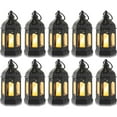 thumbnail image 1 of Sziqiqi Mini Lanterns Decorative for Centerpiece: 10pcs Hanging Small Black Lantern Bulk with Flickering LED Candles for Halloween Decorations, Wedding Decor, Christmas Table, Batteries Included, 1 of 11