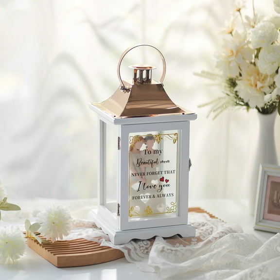 Sziqiqi Mother Daughter Figurine Lantern: Heart-Shaped Tealight Holder with "I Love You" Engraved Unique Birthday Gifts for Mom Home Decor (LED Candle Included)