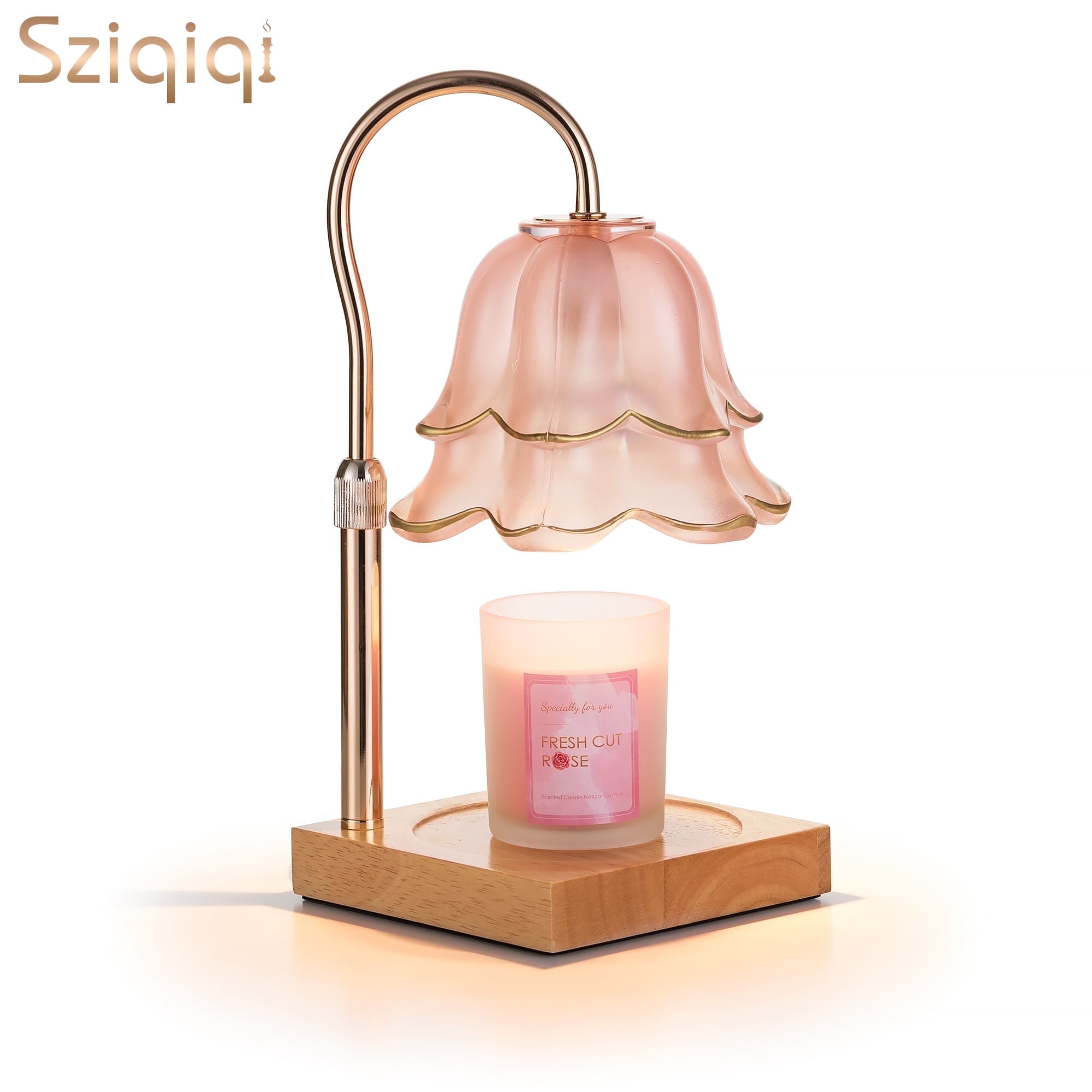 Sziqiqi Pink Flower Candle Warmer Lamp – Timer & Wax Melt