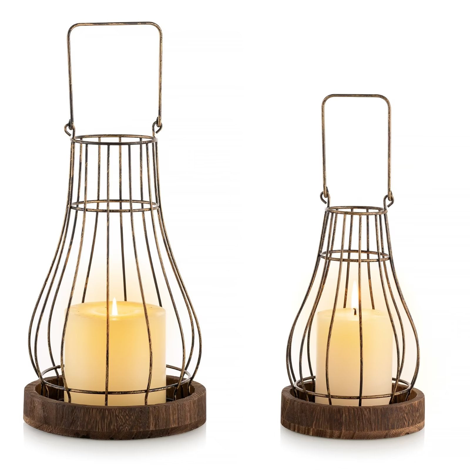 Sziqiqi Rustic Candle Holder Lantern Farmhouse Fireplace Decor with