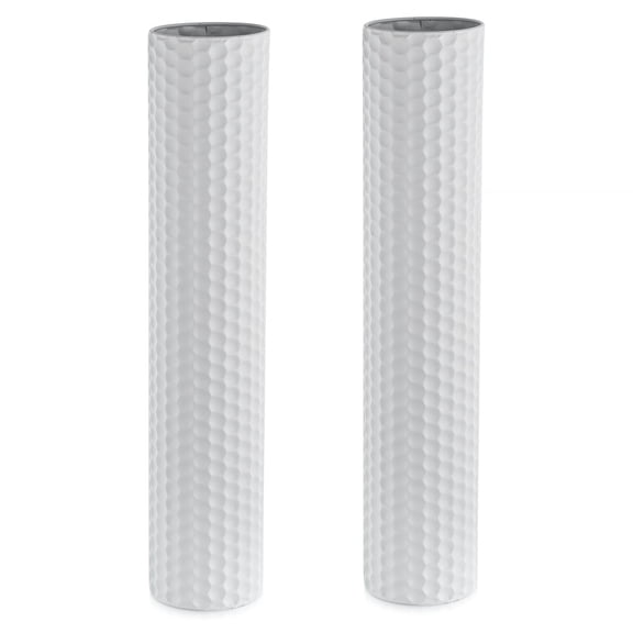 Sziqiqi Set of 2 Extra Large White Floor Vases Set: 27.6" Hammered Metal Vases with Frosted Matte Finish Modern Standing Home Decor for Corner Dining Room Indoor Spaces