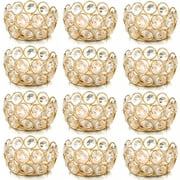 Sziqiqi Tealight Candle Holder for Votive & Tea Lights Gold Crystal Centerpiece Set of 12 for Valentine's Day
