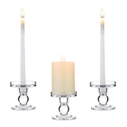 Sziqiqi Set of 3 Glass Unity Candle Holders: Pillar Candle Stick Stand Crystal Elegant Two-Layer Design for Christmas Wedding Centerpieces 3.2" Height for Table Decor