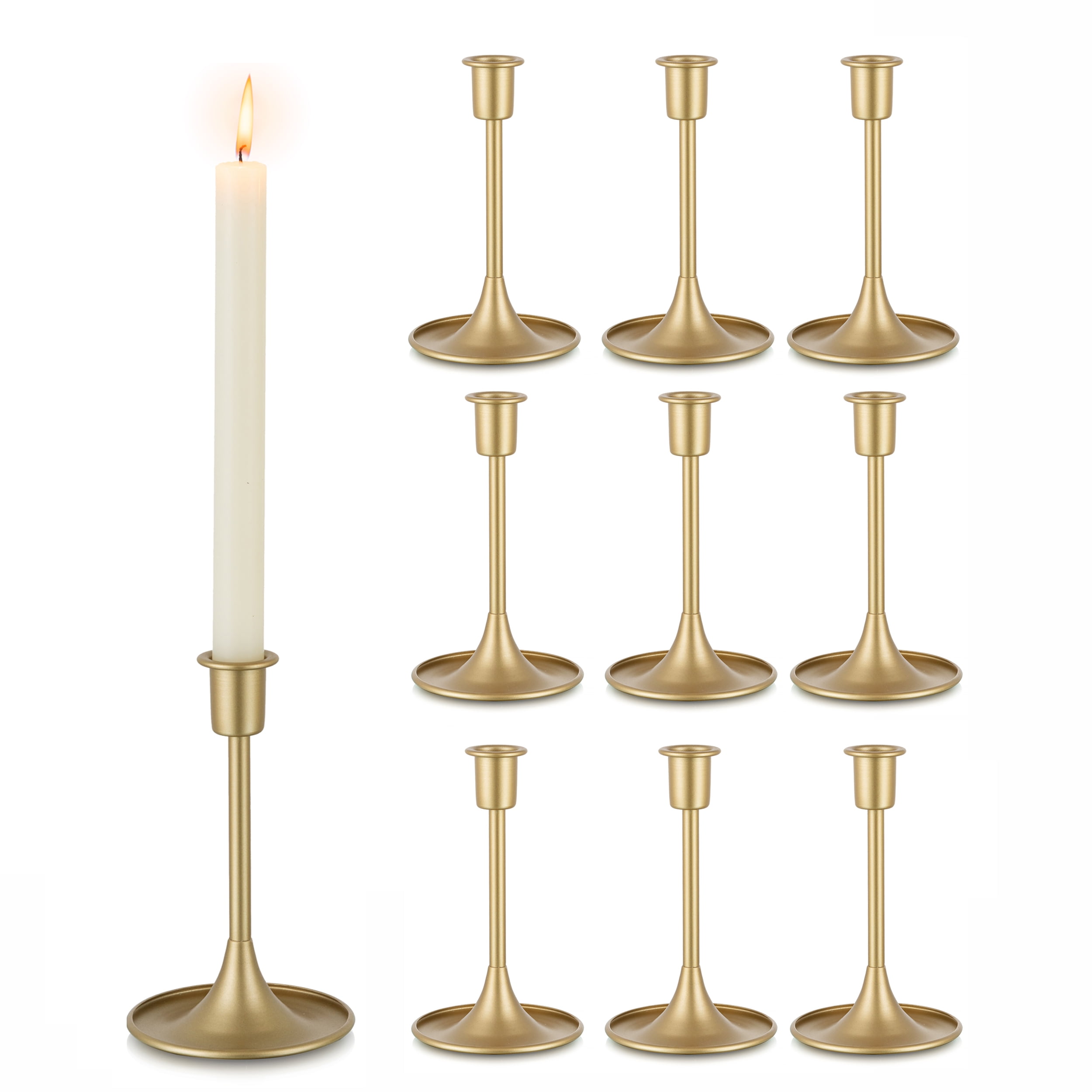 Sziqiqi Vintage Brass Candlestick Holder for Taper Candles Set of