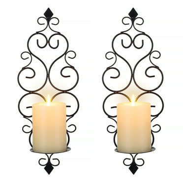 Sziqiqi Wall Candle Holder Decorative Black Candle Sconces Set of 2