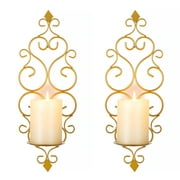 Sziqiqi Wall Candle Holder Decorative Gold Candle Sconces Set of 2