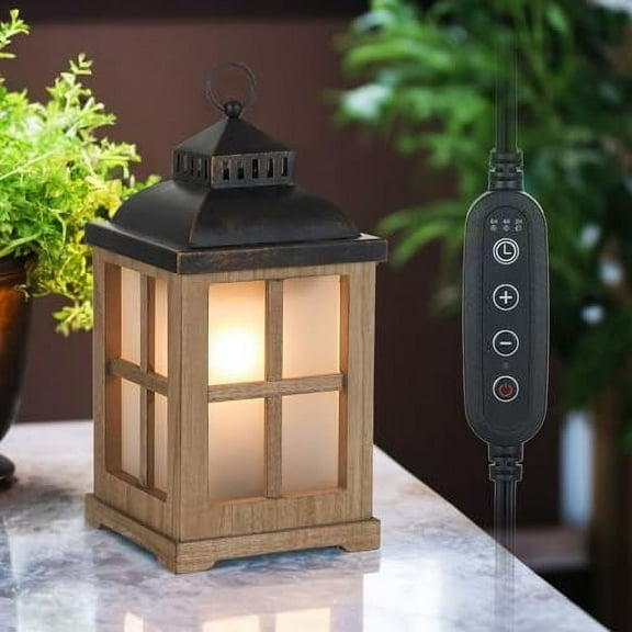 Sziqiqi Wax Melt Warmer with Timer - 2 in 1 Farmhouse Scented Decorative Candle Warmer Lantern with Lid for Home Decor, 8" Rustic Medium Electric Cute Fragrance Wax Cubes Tarts Burners