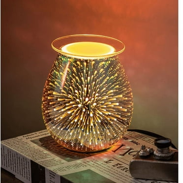 Sziqiqi Wax Warmer 3D Glass Fireworks Wax Melts Oil Burner Fragrance Candle Warmer with Heating Plate for Home Bedroom Office Decorations Gift