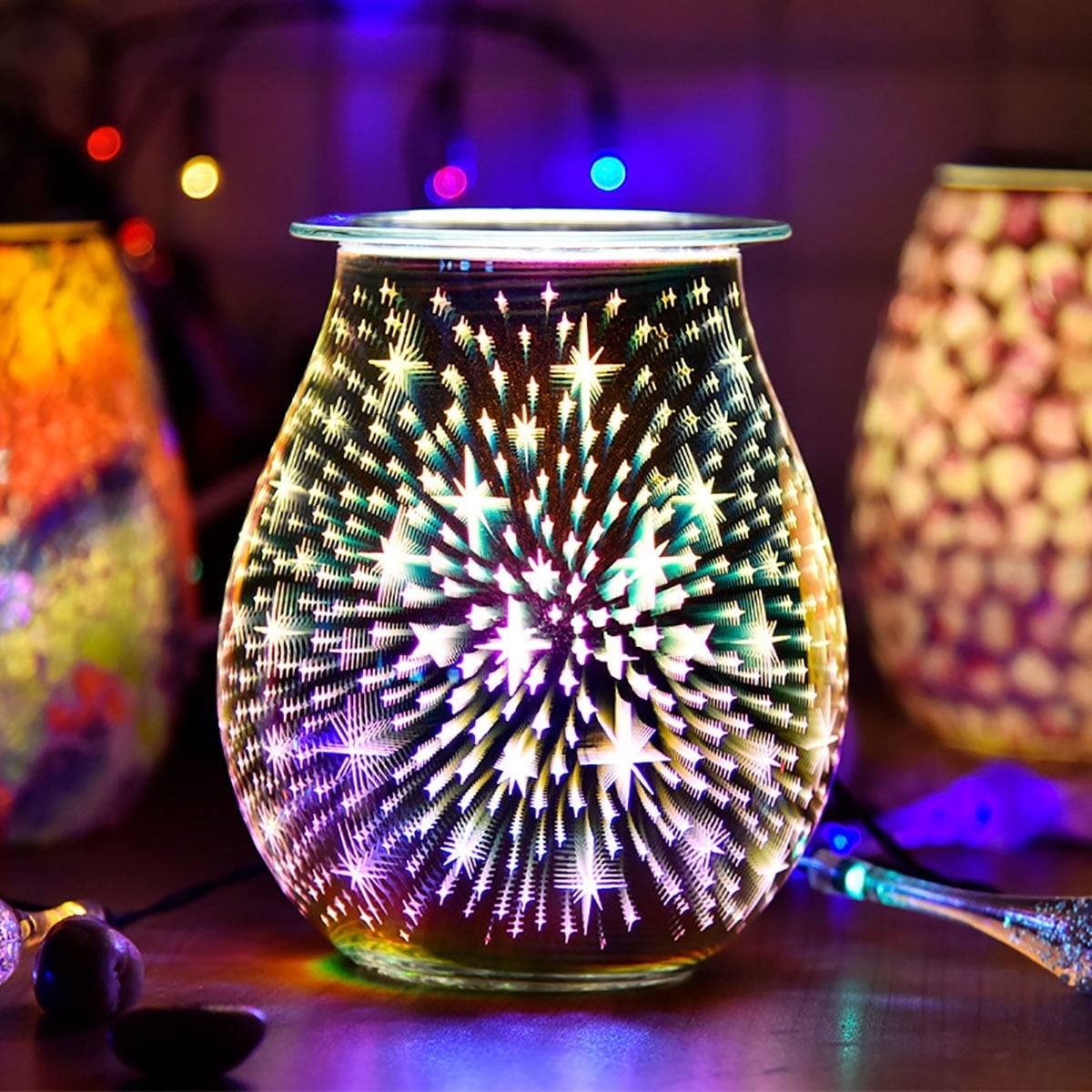 Sziqiqi Wax Warmer Glass Starry Stars Electric Wax Melt Warmer for Scented Wax