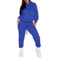 thumbnail image 1 of Szluipve 2 Piece Sets for Women 2 Piece Outfit Hoodie Sweatshirt Set Long Sleeve Drawstring Pocket Hooded Top Jogger Pants Casual Solid Color Tracksuit for Daily Workout, 1 of 7