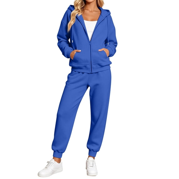 Szluipve 2 Piece Sets for Women 2 Piece Tracksuit Zip Up Hoodie Jacket Drawstring Jogger Pants Set Long Sleeve Casual Warm Loungewear Outfit for Daily Workout