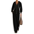 thumbnail image 1 of Szluipve 2 Piece Sets for Women Color Block 2 Piece Tracksuit Full Zip Drawstring Hoodie Side Stripe Elastic Waist Wide Leg Pants Set Casual Loose Matching Loungewear Outfit Black S, 1 of 4