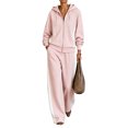 thumbnail image 1 of Szluipve 2 Piece Sets for Women Color Block 2 Piece Tracksuit Full Zip Drawstring Hoodie Side Stripe Elastic Waist Wide Leg Pants Set Casual Loose Matching Loungewear Outfit Pink XL, 1 of 4