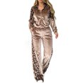 thumbnail image 1 of Szluipve 2 Piece Sets for Women Velvet Leopard Print Patchwork Tracksuit Zip Up Long Sleeve Jacket And Wide Leg Pants 2 Piece Outfit Casual Loungewear Set With Pockets Khaki S, 1 of 6