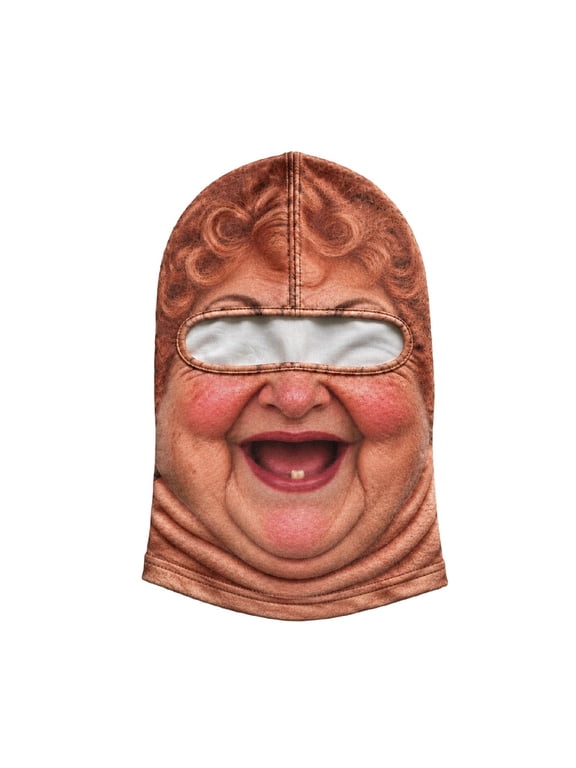 3D Realistic Funny Chubby Grandma Face Balaclava, Full Print Winter Windproof Ski Mask, Full Face Neck Hood for Halloween Cosplay Cycling Snowboarding