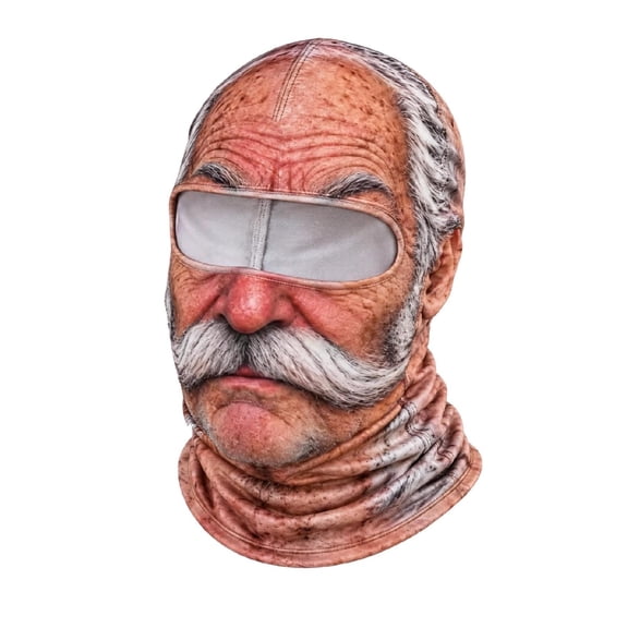 Szluipve 3D Realistic Funny Toothless Old Man Face Balaclava, Full Print Winter Windproof Ski Mask, Full Face Neck Cover for Halloween Cosplay Cycling Snowboarding